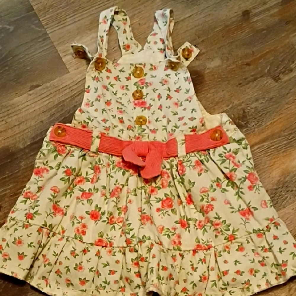 Adorable Pink Rose Overall Girls Dress